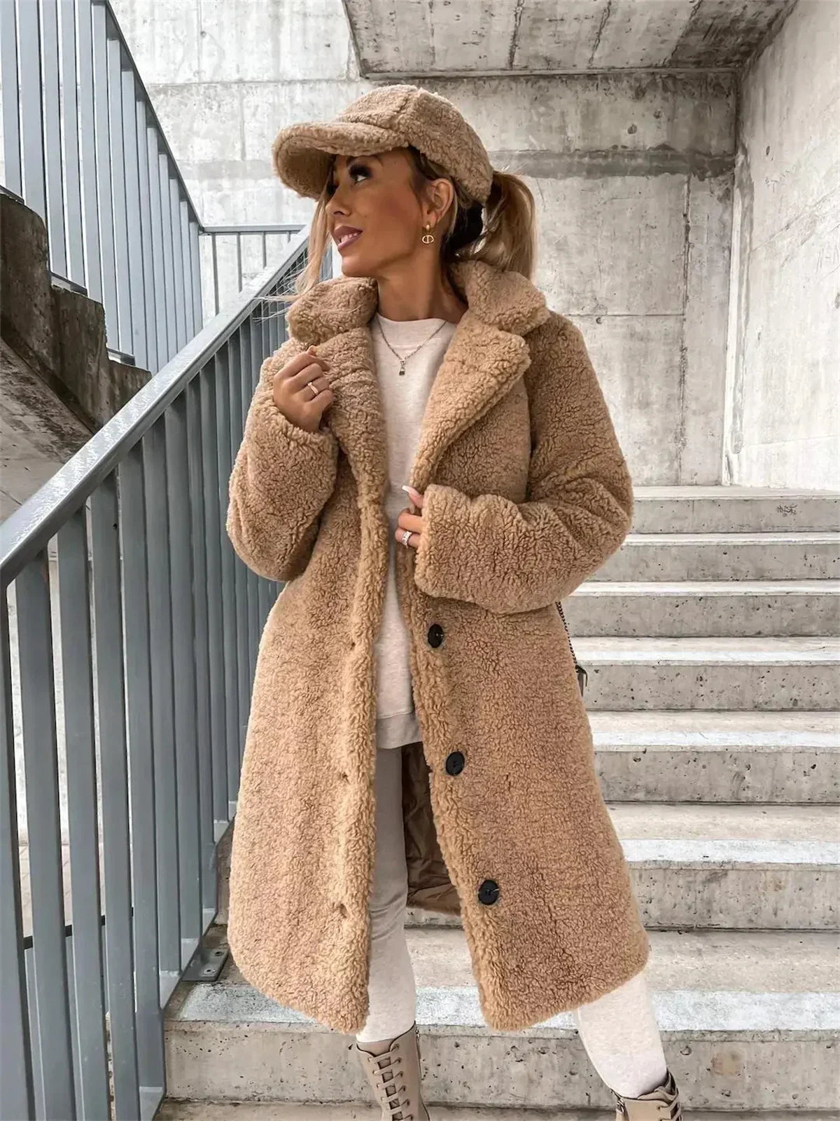 Bella | Teddy Plush Button Up Coat