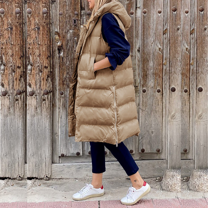 Arriane | Long Sleeveles Quilted Women's Vest with Hood