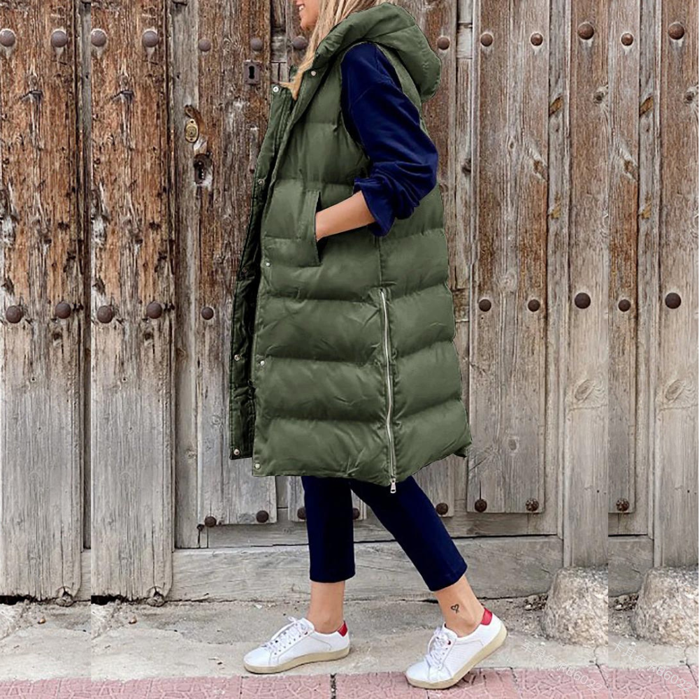 Arriane | Long Sleeveles Quilted Women's Vest with Hood