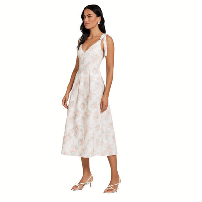 Blush Bloom Tie-Strap Midi Dress