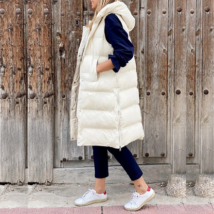 Arriane | Long Sleeveles Quilted Women's Vest with Hood