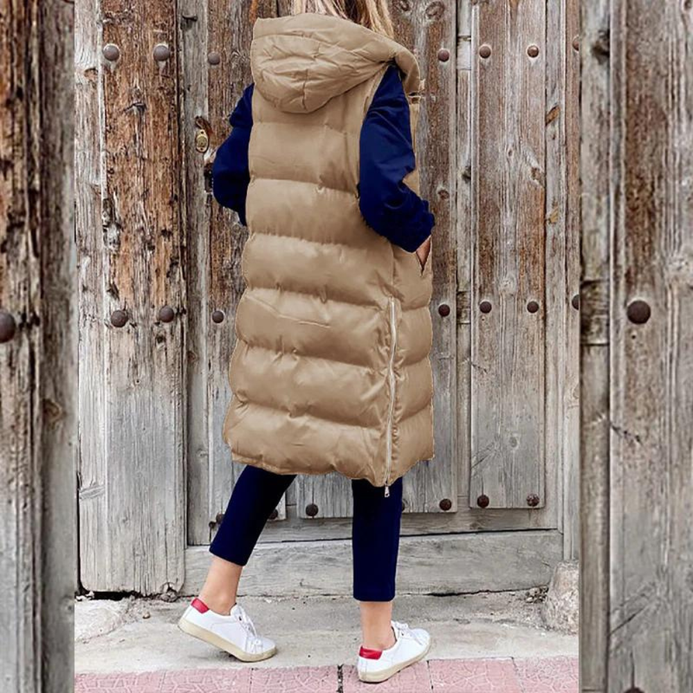 Arriane | Long Sleeveles Quilted Women's Vest with Hood