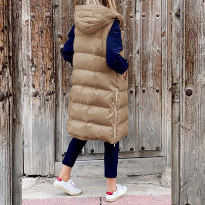 Arriane | Long Sleeveles Quilted Women's Vest with Hood
