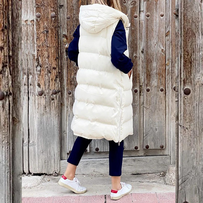 Arriane | Long Sleeveles Quilted Women's Vest with Hood