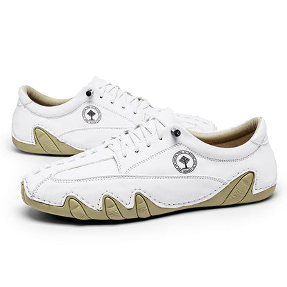 (⏰NOW ON: 53% OFF Independence Day Sale! 🔥)Mens Casual Shoes Summer Breathable Sneakers Loafers Walking Shoes Hand Made Lace-Up Leather Dress Flats Shoes for Driving Business Working Office