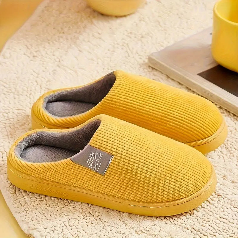 CASUAL SOLID COLOR SOFT COZY HOUSE SLIPPERS