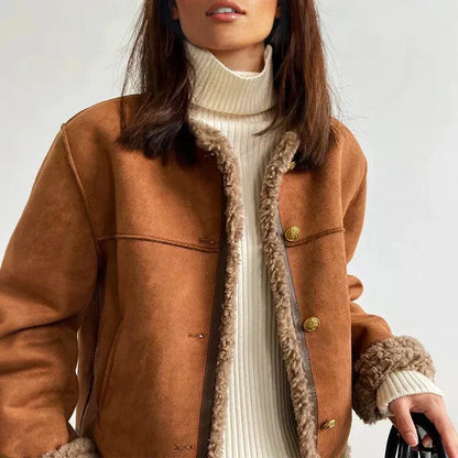 Aurora Caramel Faux Shearling Jacket