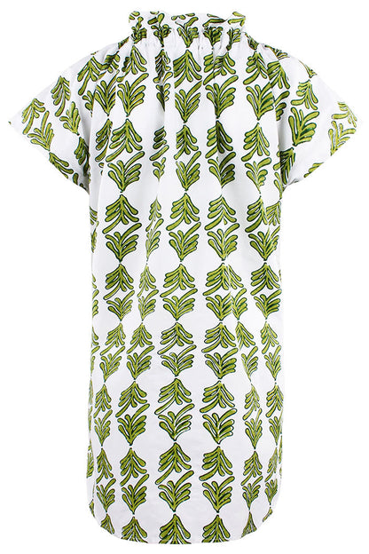Ruffle Collar Button Pocket Dress