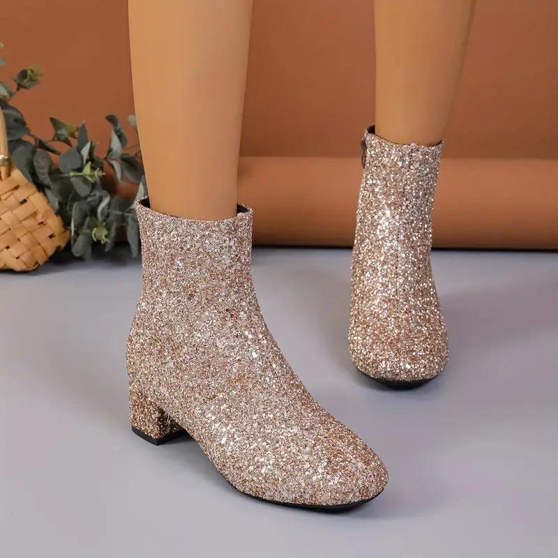 WOMEN'S PATTERN HEEL PARTY BOOTS