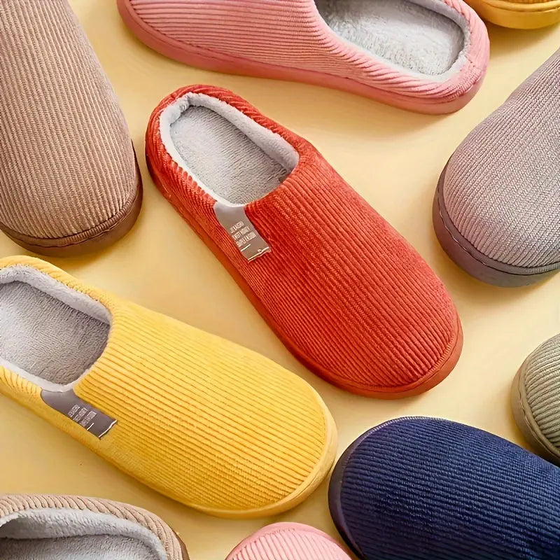 CASUAL SOLID COLOR SOFT COZY HOUSE SLIPPERS