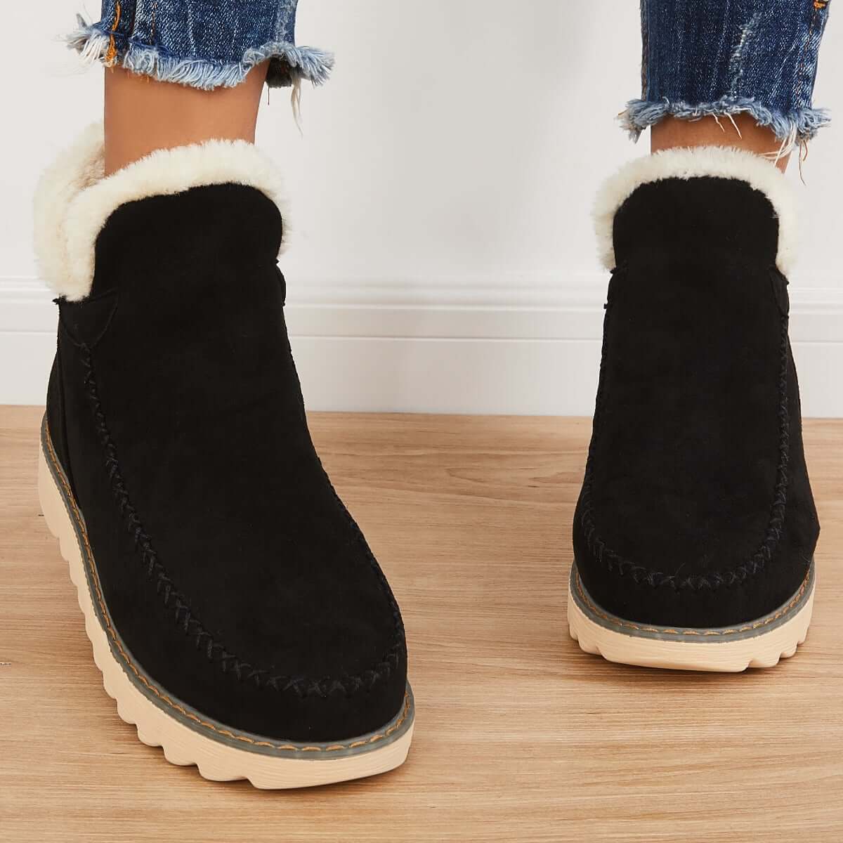 Classic Non-Slip Ankle Snow Booties Warm Fur Lining Boots