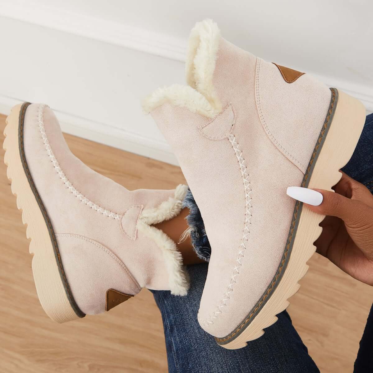 Classic Non-Slip Ankle Snow Booties Warm Fur Lining Boots