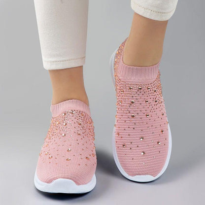 [#1 TRENDING SUMMER ]  Women's Crystal Breathable Orthopedic Slip On Walking Shoes