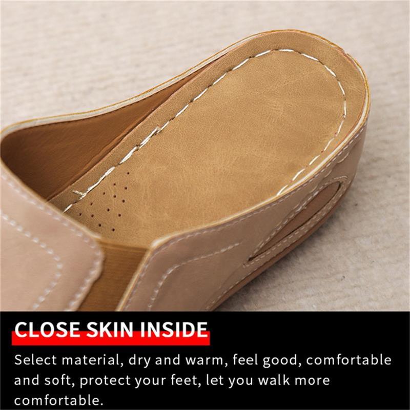 Women's Casual Summer Daily Comfort Slip On Solid Color Leather Sandals