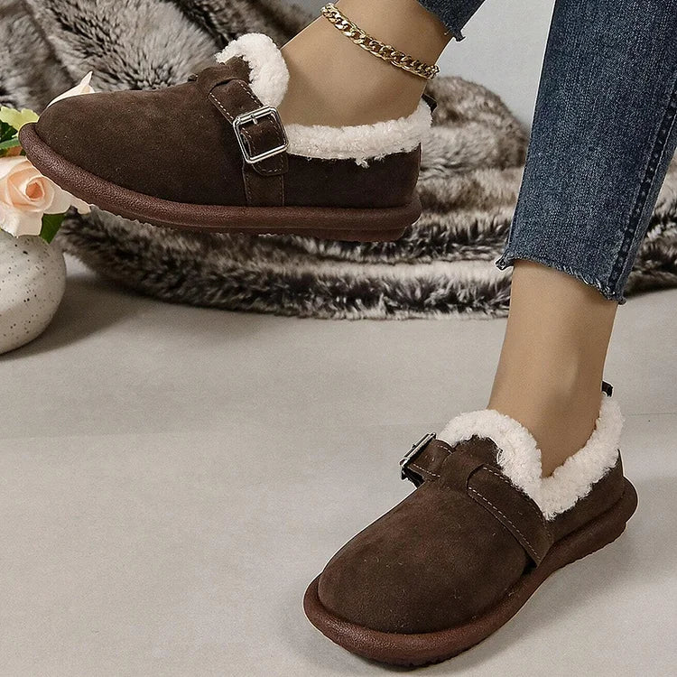 Women's Plush Round Toe Slip-On Orthopedic Loafers Shoes