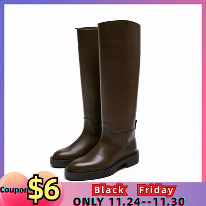 Ins ZA Genuine Leather Knee High Boots