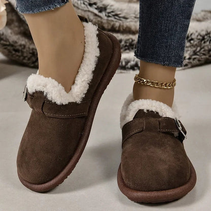 Women's Plush Round Toe Slip-On Orthopedic Loafers Shoes