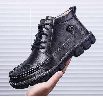 Brave Shoes™ Mens British Boots Ankle Length Leather Motorcycle Boots Zipper or Lace-Up