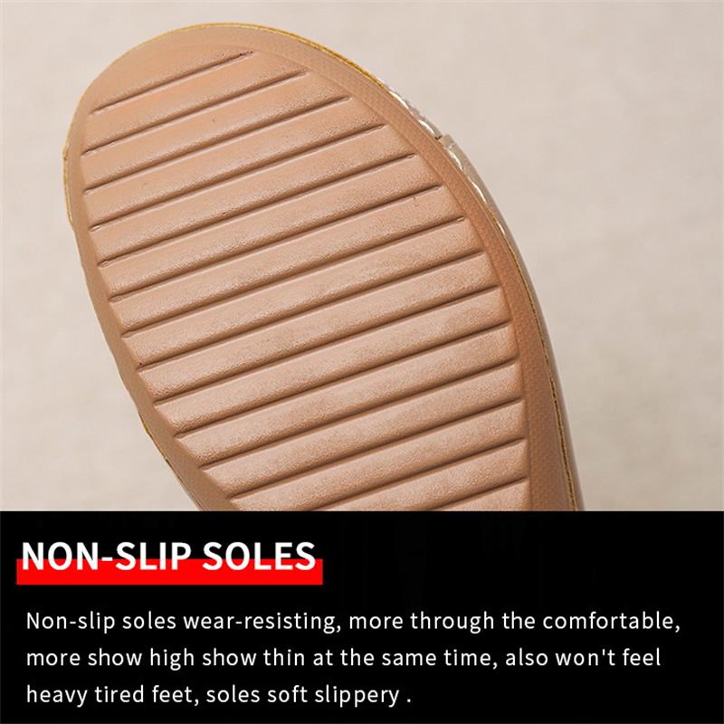 Women's Casual Summer Daily Comfort Slip On Solid Color Leather Sandals