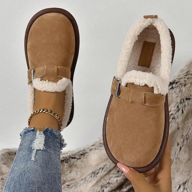 Women's Plush Round Toe Slip-On Orthopedic Loafers Shoes