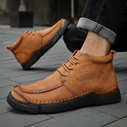 Brave Shoes™ -Winter men's casual leather shoes with leather soft soles and high top leather shoes