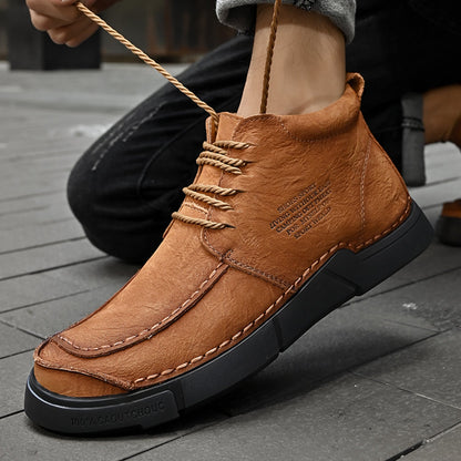 Brave Shoes™ -Winter men's casual leather shoes with leather soft soles and high top leather shoes