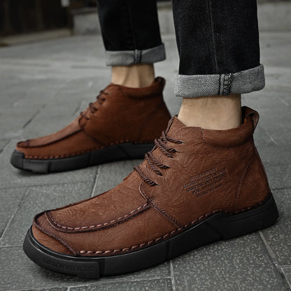 Brave Shoes™ -Winter men's casual leather shoes with leather soft soles and high top leather shoes