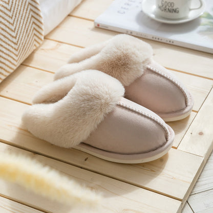 Luxury Faux Suede Home Women Full Fur Slippers