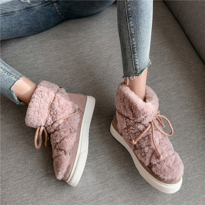 Sweet Women Wool Cow Suede Ankle Boots