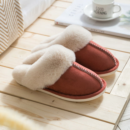 Luxury Faux Suede Home Women Full Fur Slippers