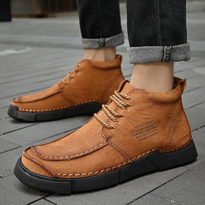 Brave Shoes™ -Winter men's casual leather shoes with leather soft soles and high top leather shoes