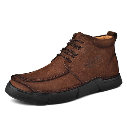 Brave Shoes™ -Winter men's casual leather shoes with leather soft soles and high top leather shoes