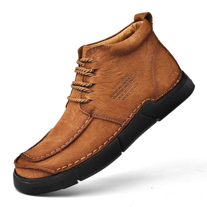 Brave Shoes™ -Winter men's casual leather shoes with leather soft soles and high top leather shoes