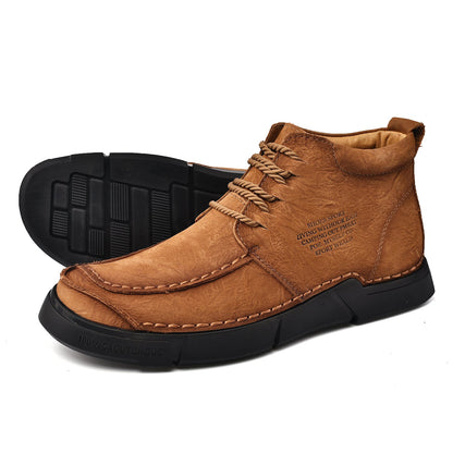 Brave Shoes™ -Winter men's casual leather shoes with leather soft soles and high top leather shoes