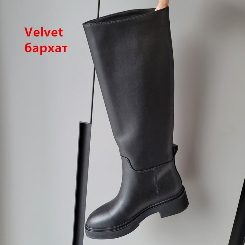 Ins ZA Genuine Leather Knee High Boots