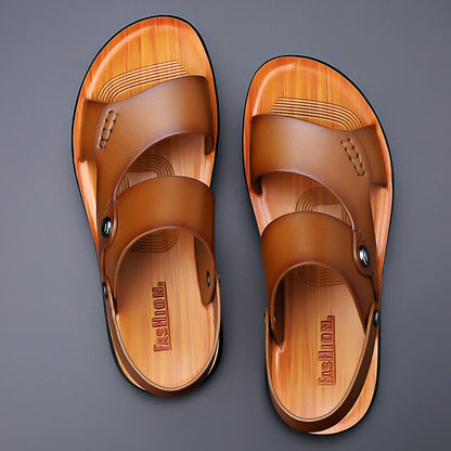 Men Outdoor Leather Travel Slippers