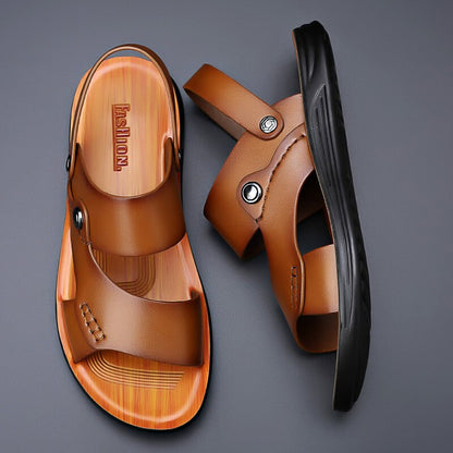 Men Outdoor Leather Travel Slippers