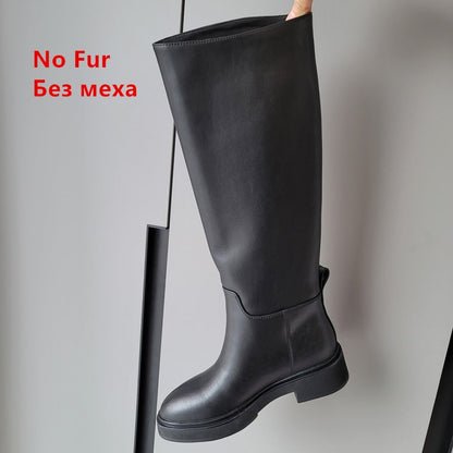 Ins ZA Genuine Leather Knee High Boots