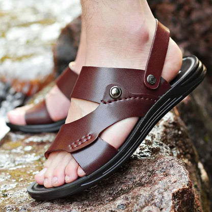 Men Outdoor Leather Travel Slippers