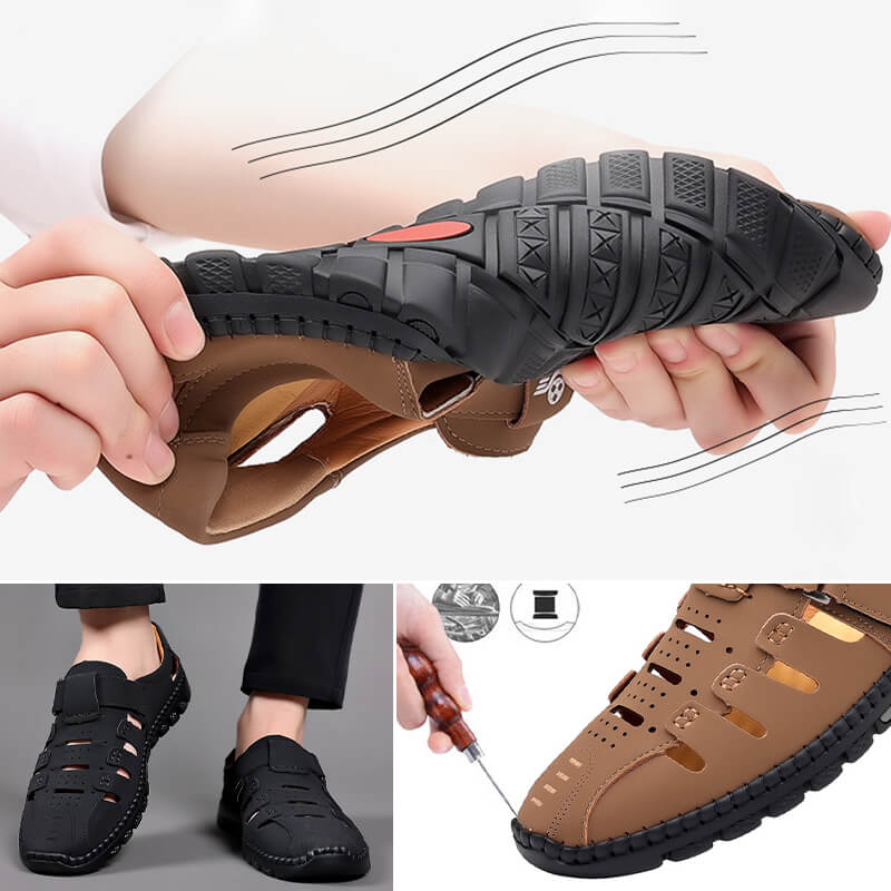 Sandales creuses en cuir élégantes🔥2 pcs de 10 % & livraison gratuite🔥