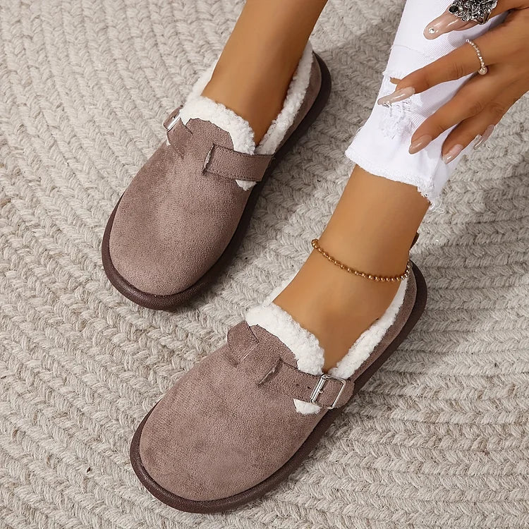 Women's Plush Round Toe Slip-On Orthopedic Loafers Shoes