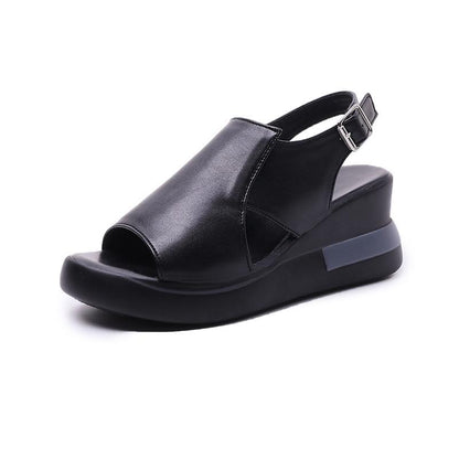 Wedge Shoes for Women Sandals Solid Color Open Toe High Heels Casual Ladies Buckle Strap Fashion Female Sandalias