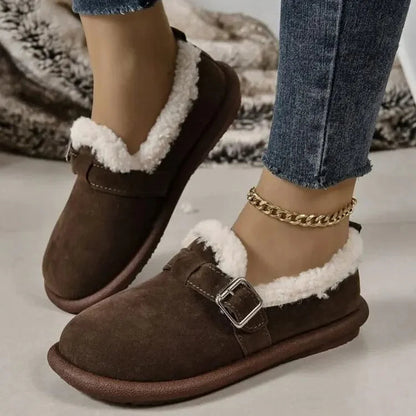 Women's Plush Round Toe Slip-On Orthopedic Loafers Shoes