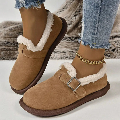 Women's Plush Round Toe Slip-On Orthopedic Loafers Shoes