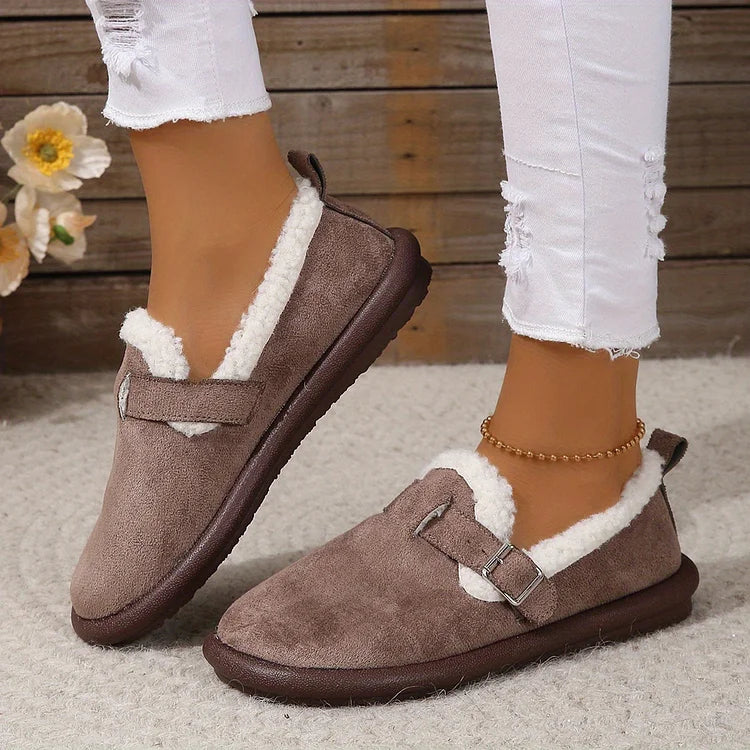 Women's Plush Round Toe Slip-On Orthopedic Loafers Shoes