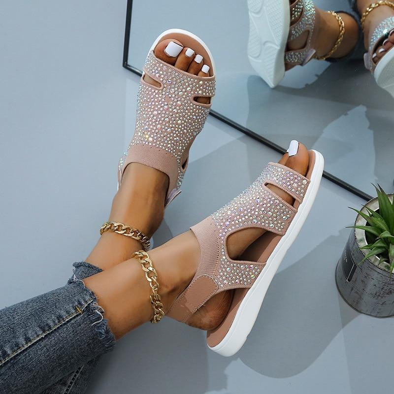 Crystal Casual Woman Flats Sandal